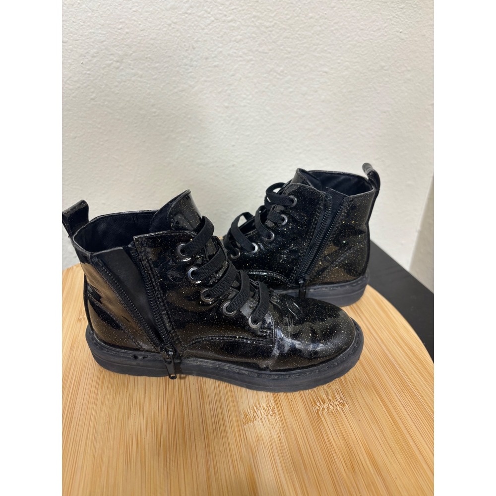 Thereabouts Boots Size 10M Lil Reese Black Glitter Sparkle Lace Up Side Zip - Picture 13 of 13